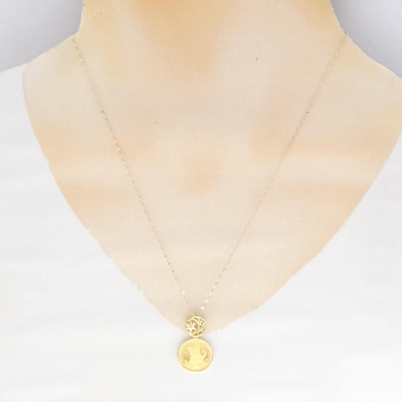 K18YG(枠) ダイヤモンド コイン ネックレス 0.01CT