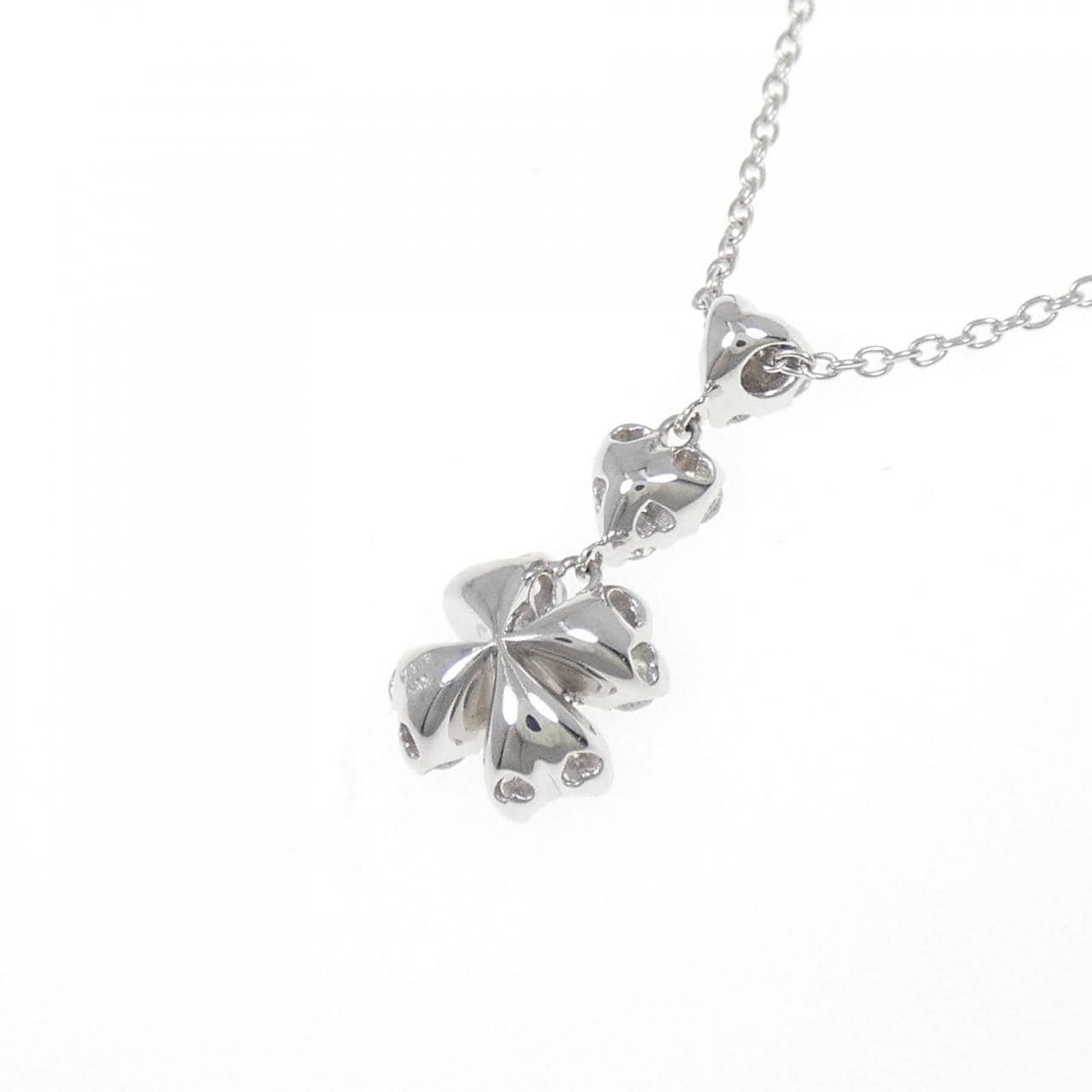 K18WG ハート×クローバー ダイヤモンド ネックレス 0.53CT