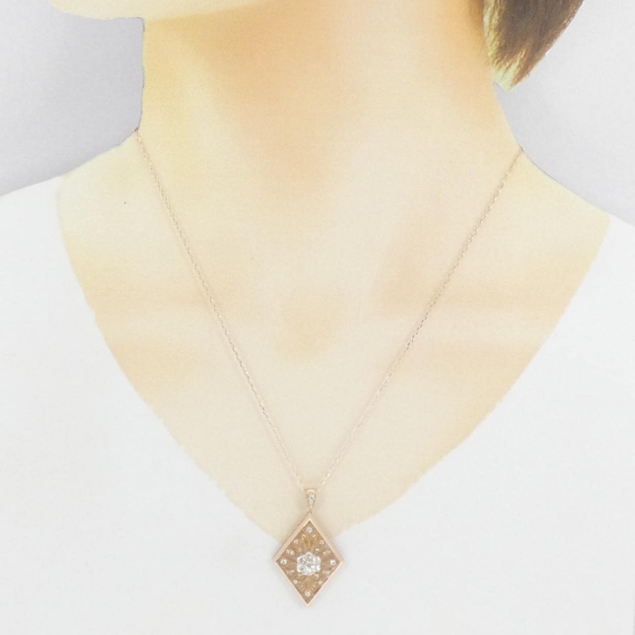 K18PG フラワー ダイヤモンド ネックレス 0.67CT