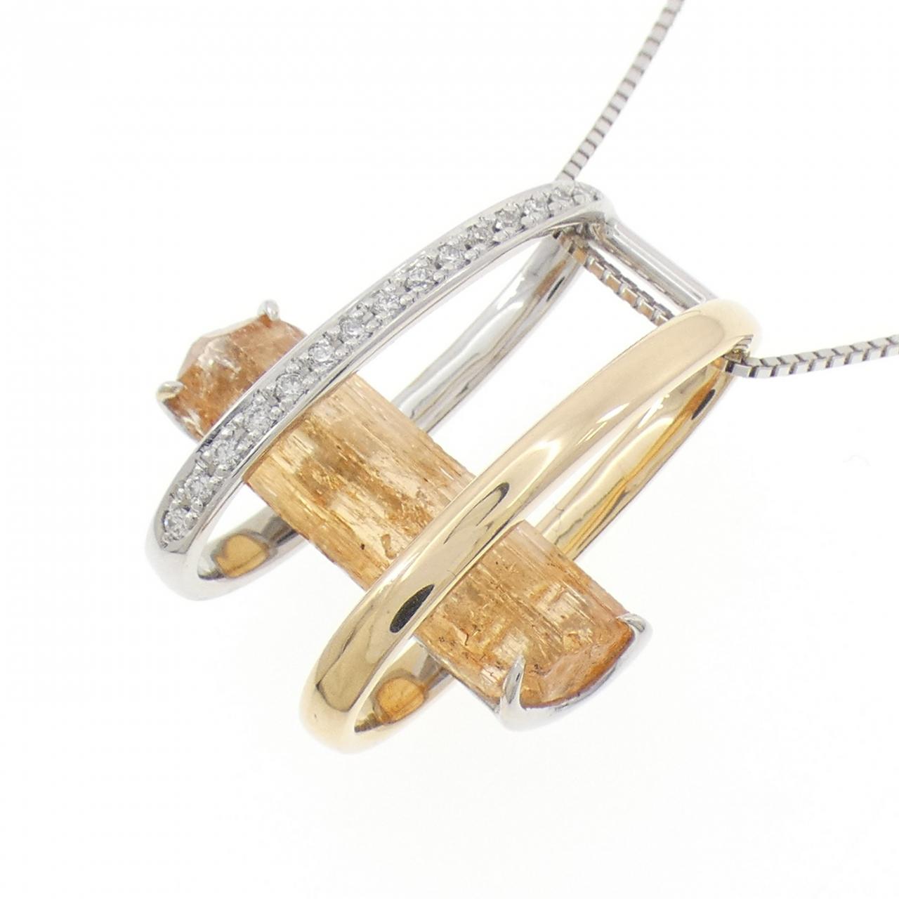 K18白金/K18黄金帝王托帕石项链，5.96克拉