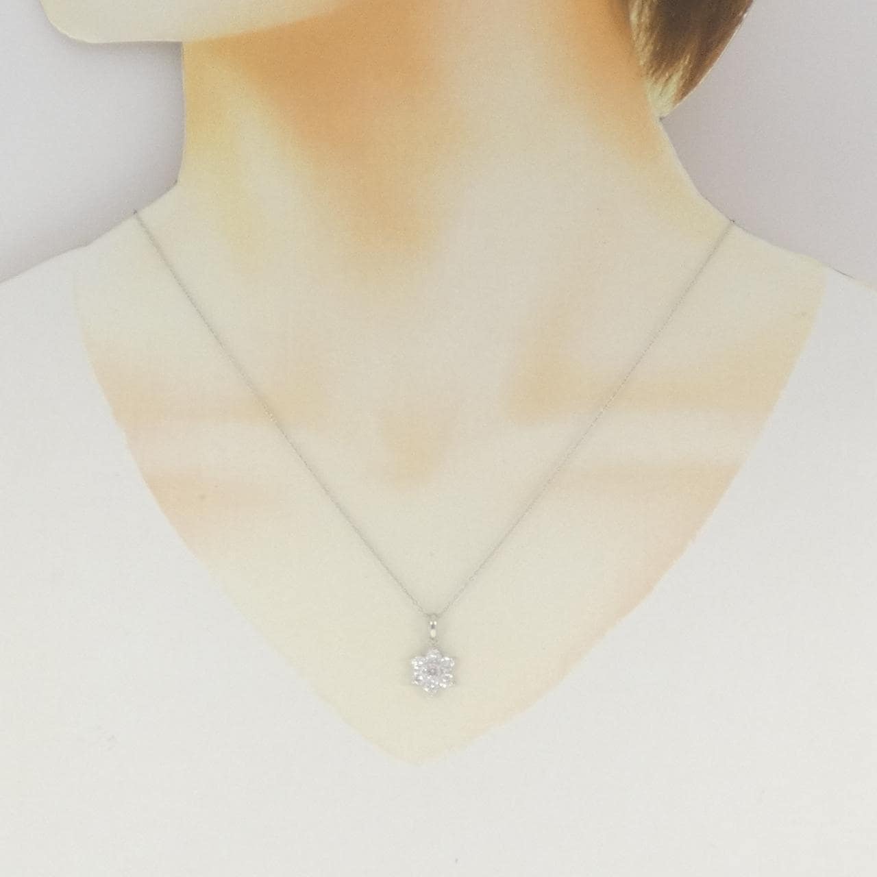 PT900/PT850 フラワー ピンクダイヤモンド ネックレス 0.144CT