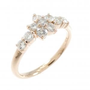 K18PG フラワー ダイヤモンド リング 0.50CT