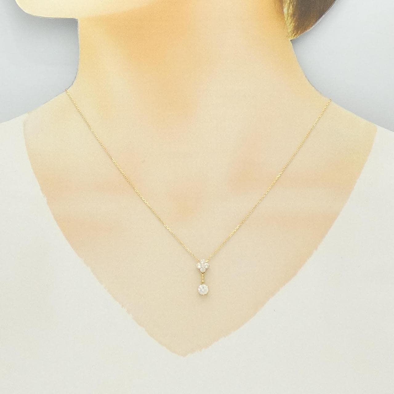 K18YG フラワー ダイヤモンド ネックレス 0.22CT