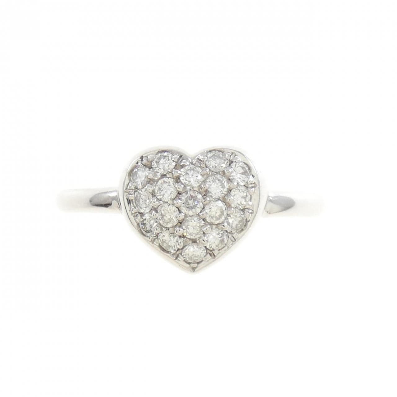 K18WG Heart Pave Diamond Ring 0.30CT