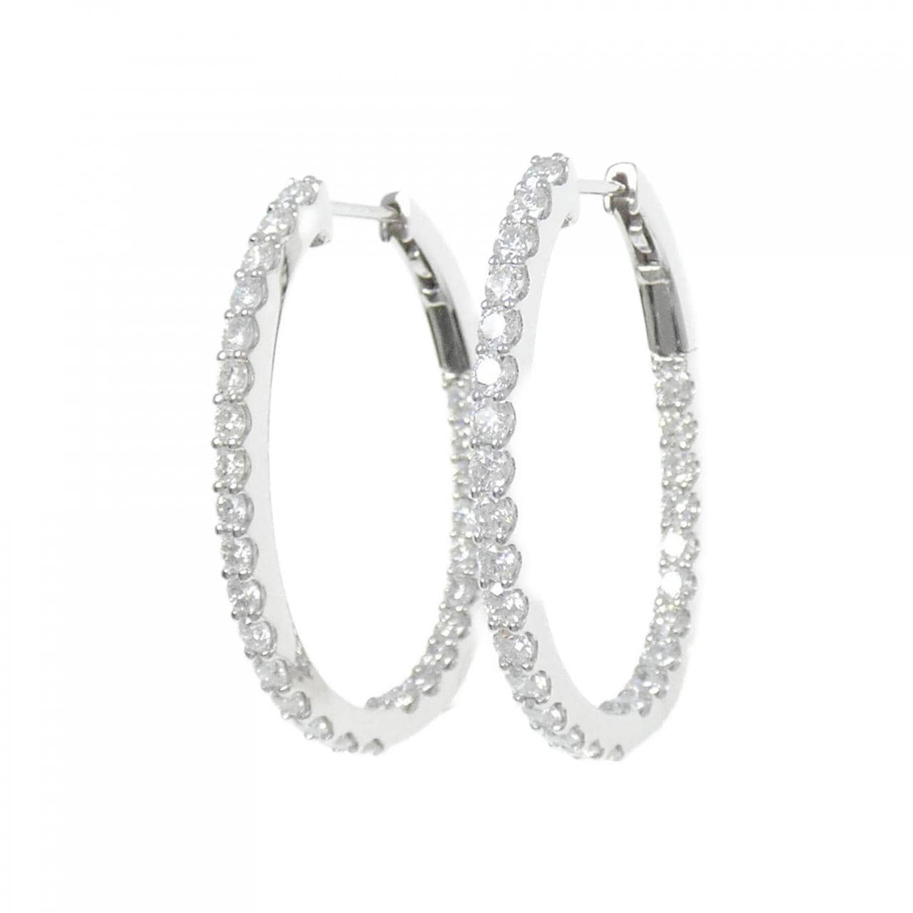 【新品】PT900 フープ ダイヤモンド ピアス 1.605CT