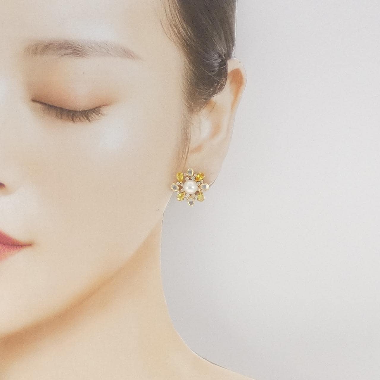 K18YG/PT850 カラーストーン ピアス