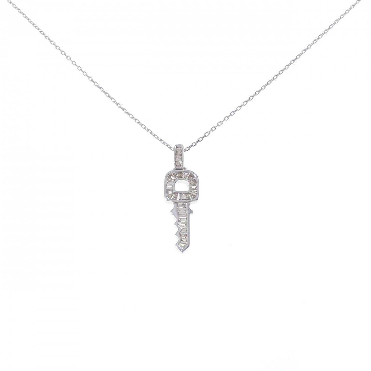 K18WG钥匙形钻石项链，0.25克拉