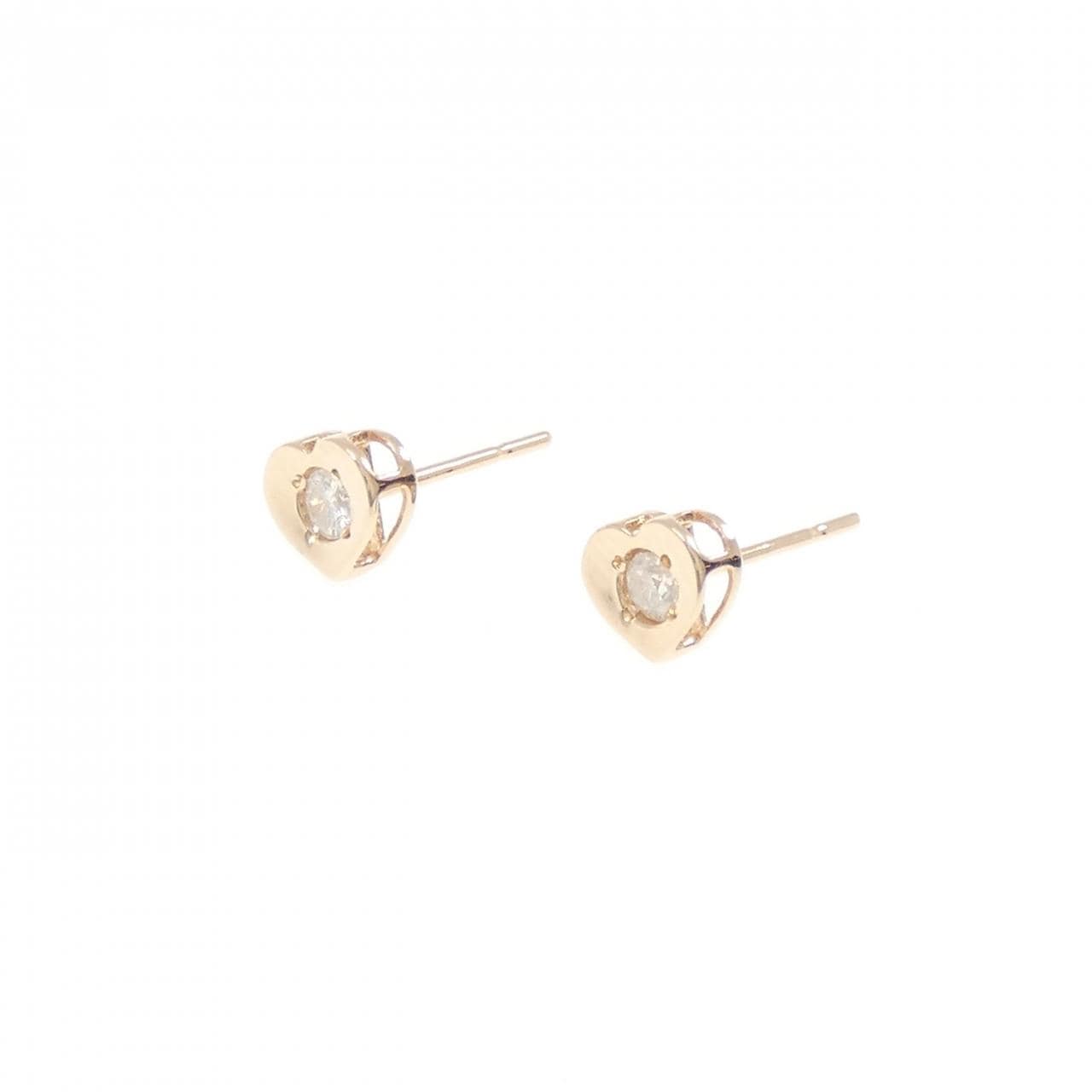 K14PG ハート ダイヤモンド ピアス 0.10CT