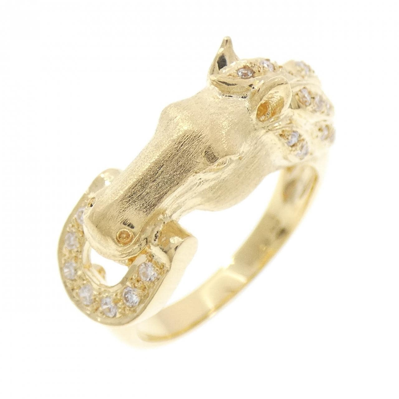 K18YG ホース ダイヤモンド リング 0.17CT
