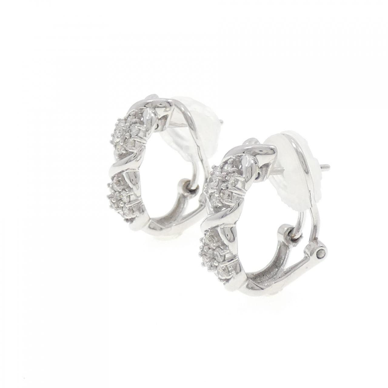 K18WG フラワー ダイヤモンド ピアス 0.40CT