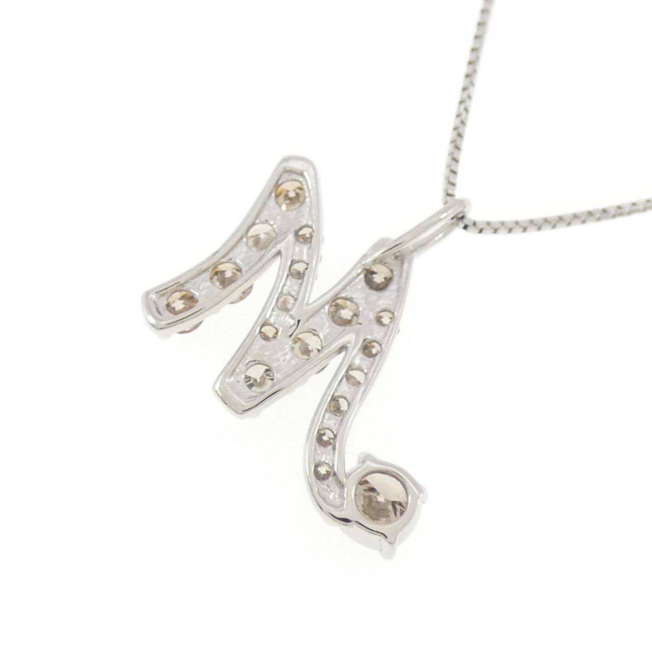 PT900/PT850 イニシャルM ダイヤモンド ネックレス 0.50CT