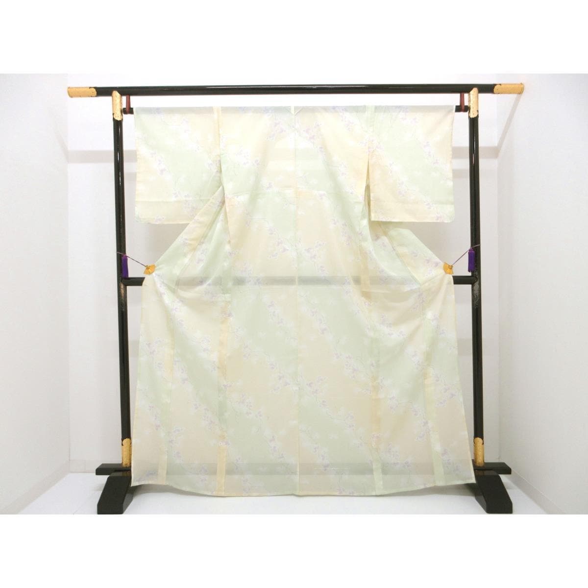 化繊　単衣　絽織小紋