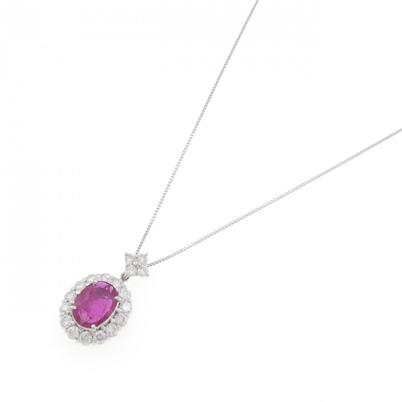 PT900/PT850 ルビー ネックレス 2.259CT モザンビーク産