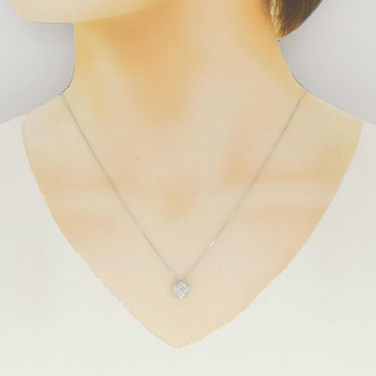 K18WG ダイヤモンド ネックレス 0.35CT