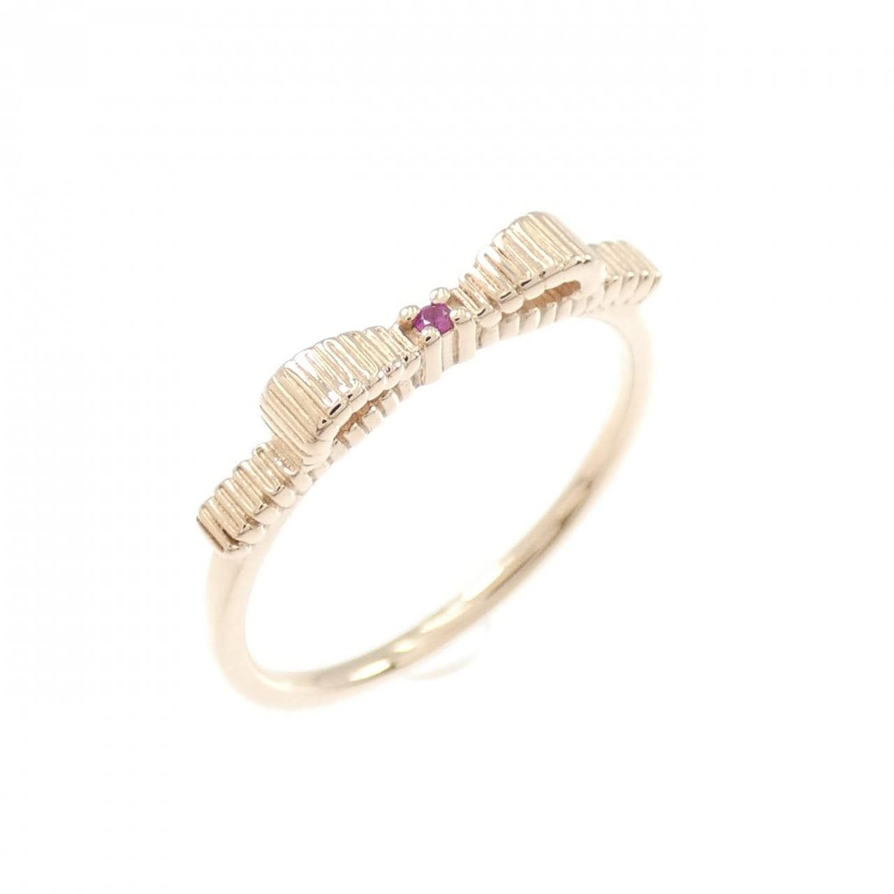 K10PG リボン ルビー ピンキーリング