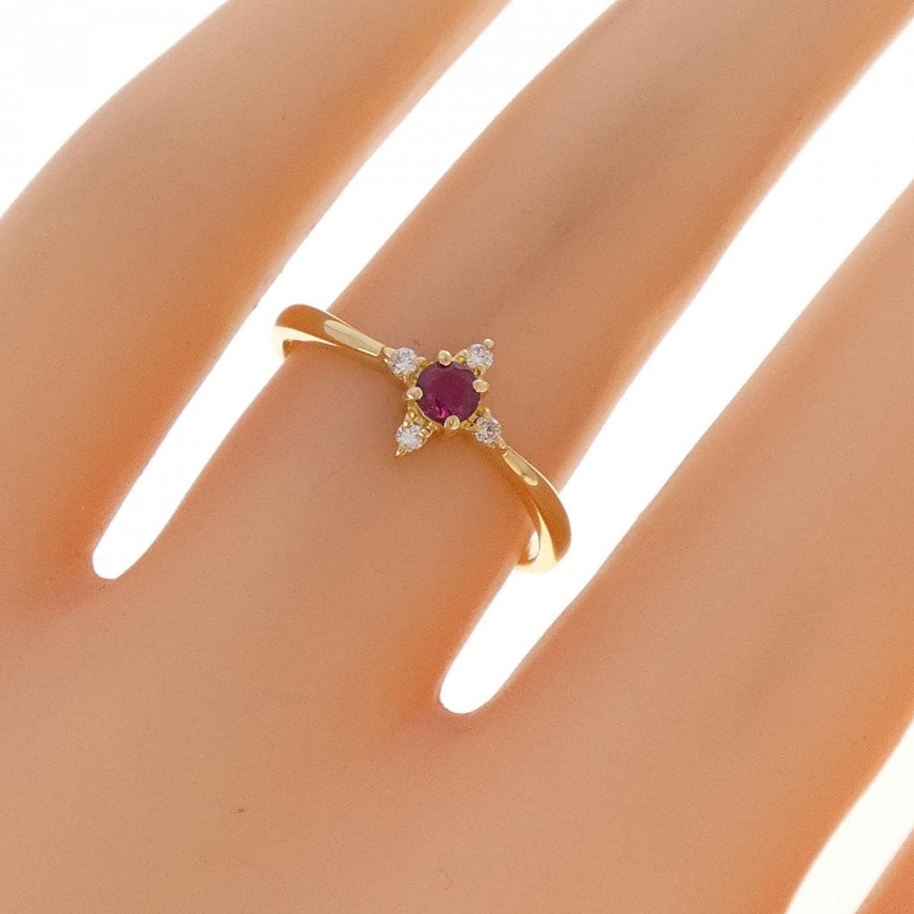 K18YG ルビー リング 0.13CT