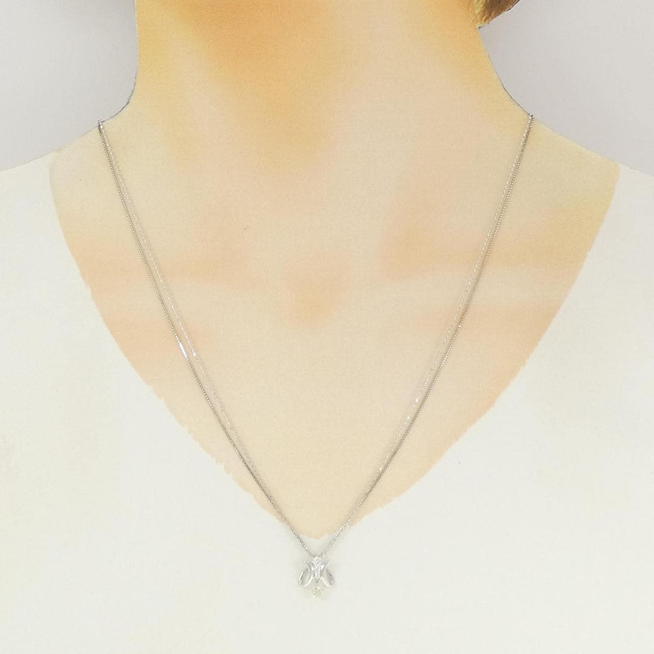 K18WG ダイヤモンド ネックレス 0.15CT