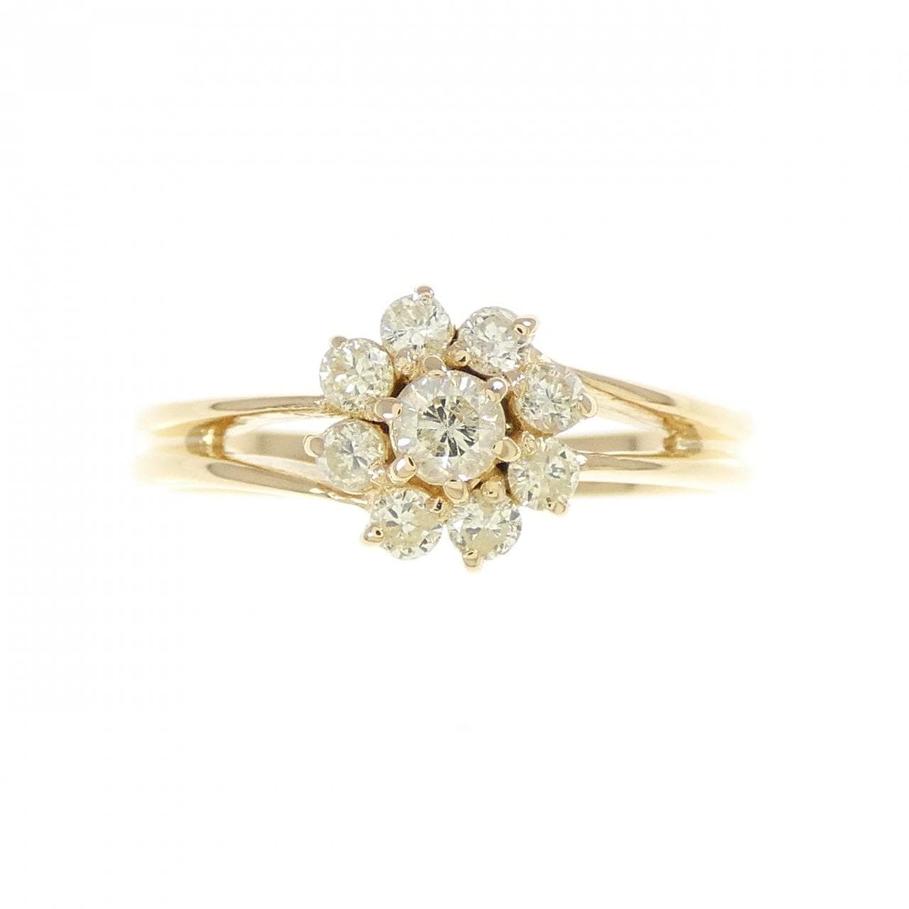 K18YG フラワー ダイヤモンド リング 0.31CT