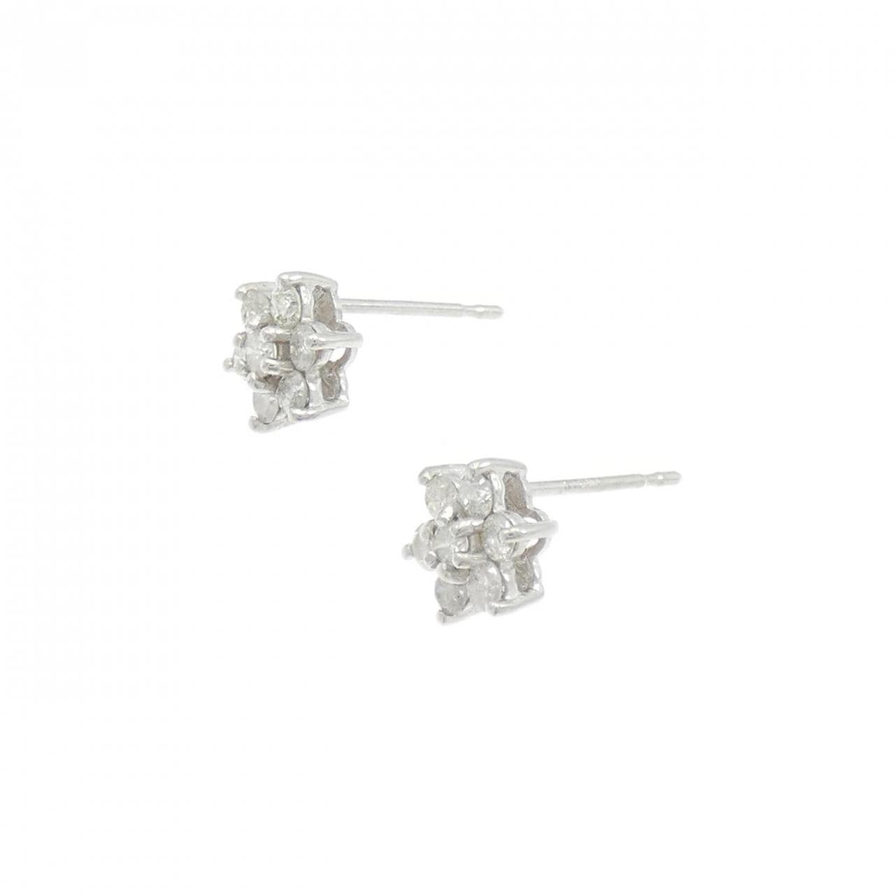 K18WG フラワー ダイヤモンド ピアス 0.50CT