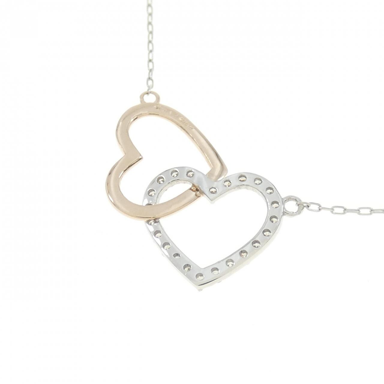 【新品】PT/K18PG ハート ダイヤモンド ネックレス 0.13CT