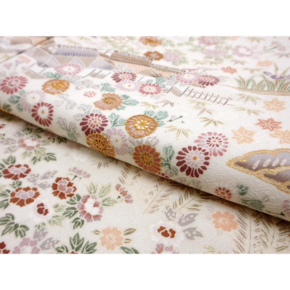 訪問着　友禅金彩加工　刺繍入り