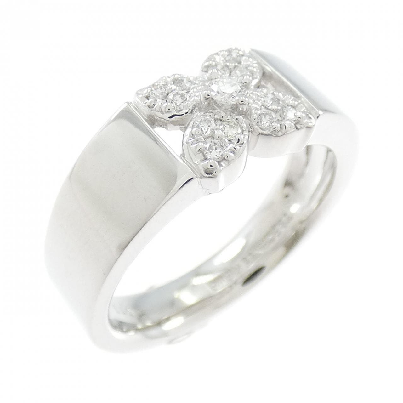 K18WG フラワー ダイヤモンド リング 0.11CT