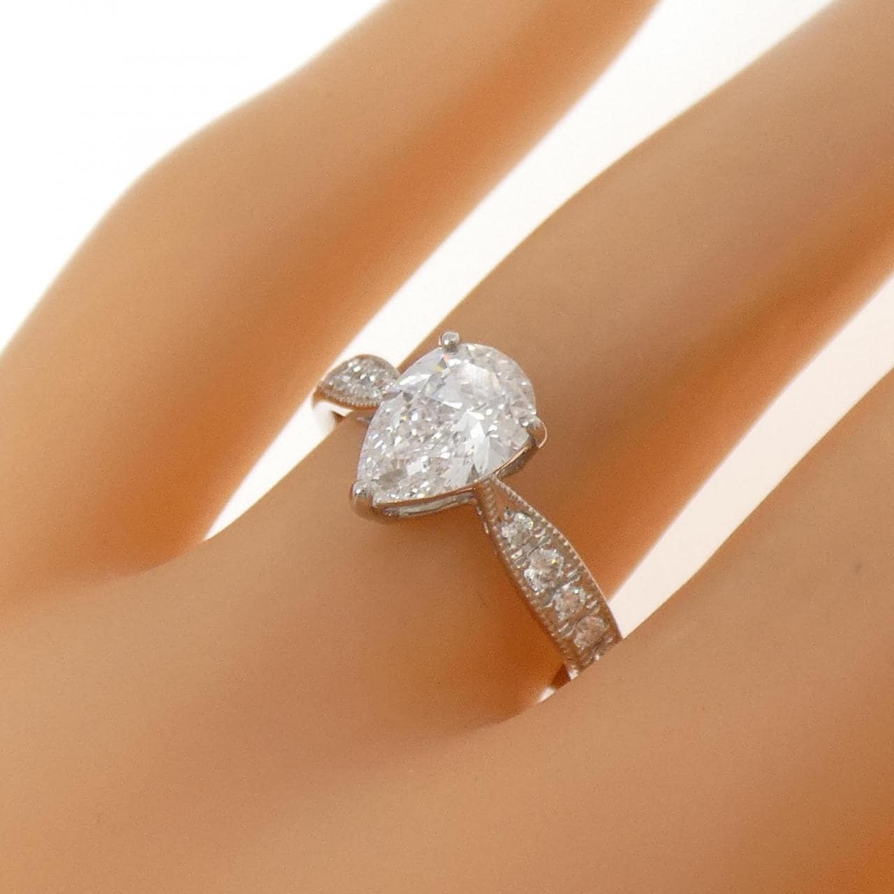【リメイク】PT900 ダイヤモンド リング 1.027CT D VVS1 ペアシェイプ