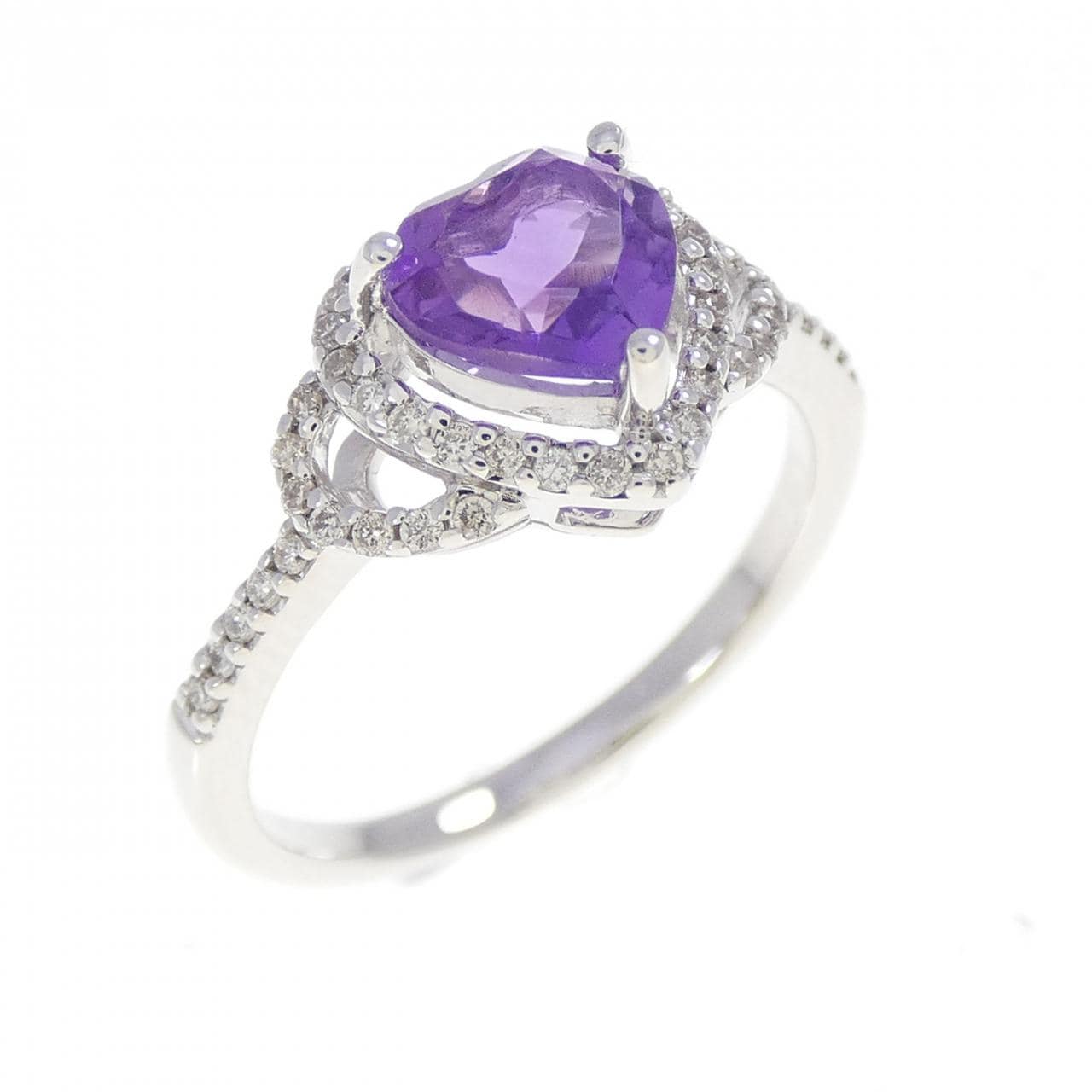 K10WG ハート アメジスト リング