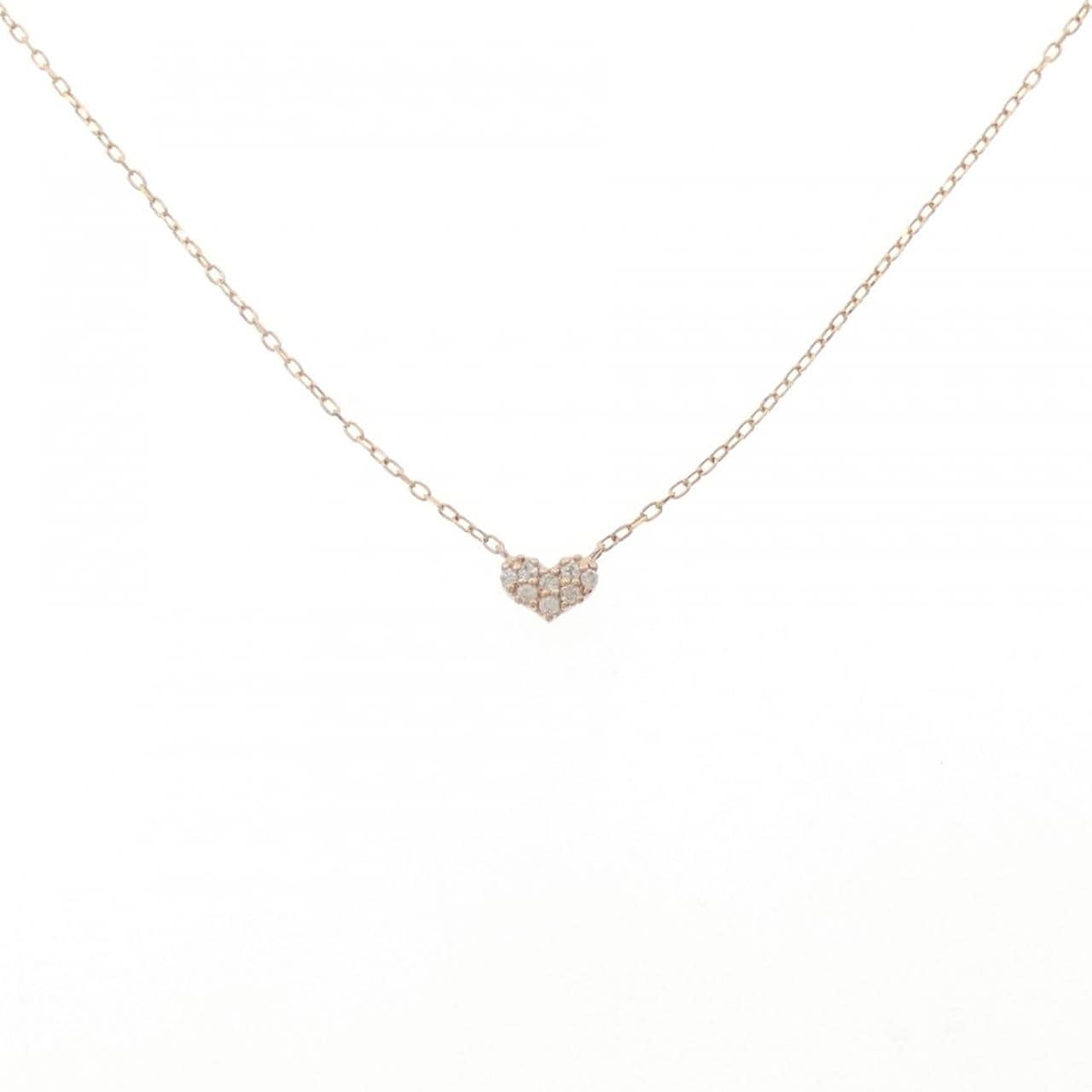 K10PG/K10YG ハート ダイヤモンド ネックレス