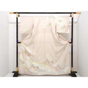 単衣　変わり絽織訪問着　友禅金彩加工　刺繍入りボカシ染