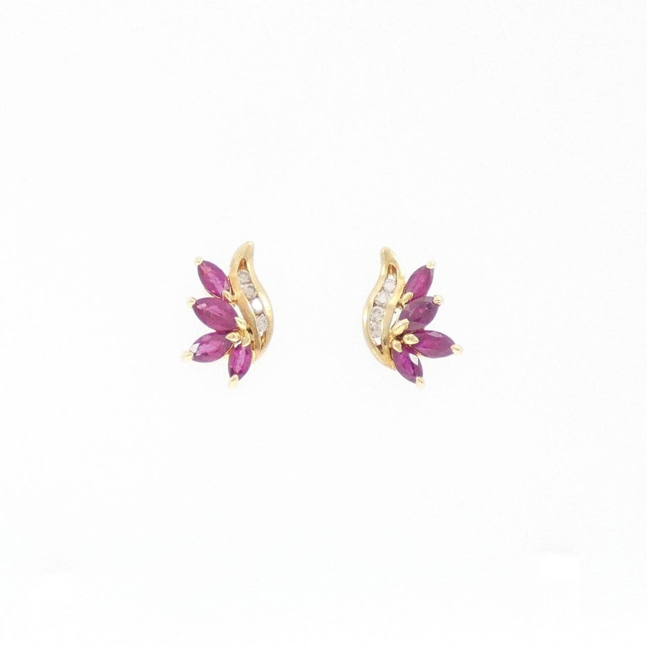 K18YG ルビー ピアス 0.90CT