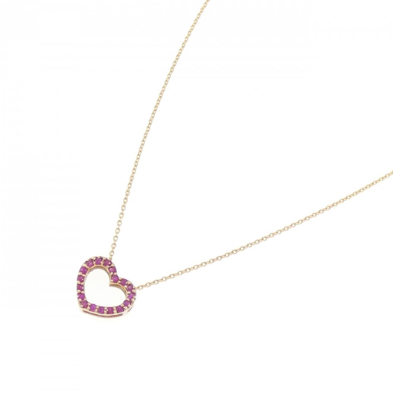 K18YG ハート ルビー ネックレス 0.22CT