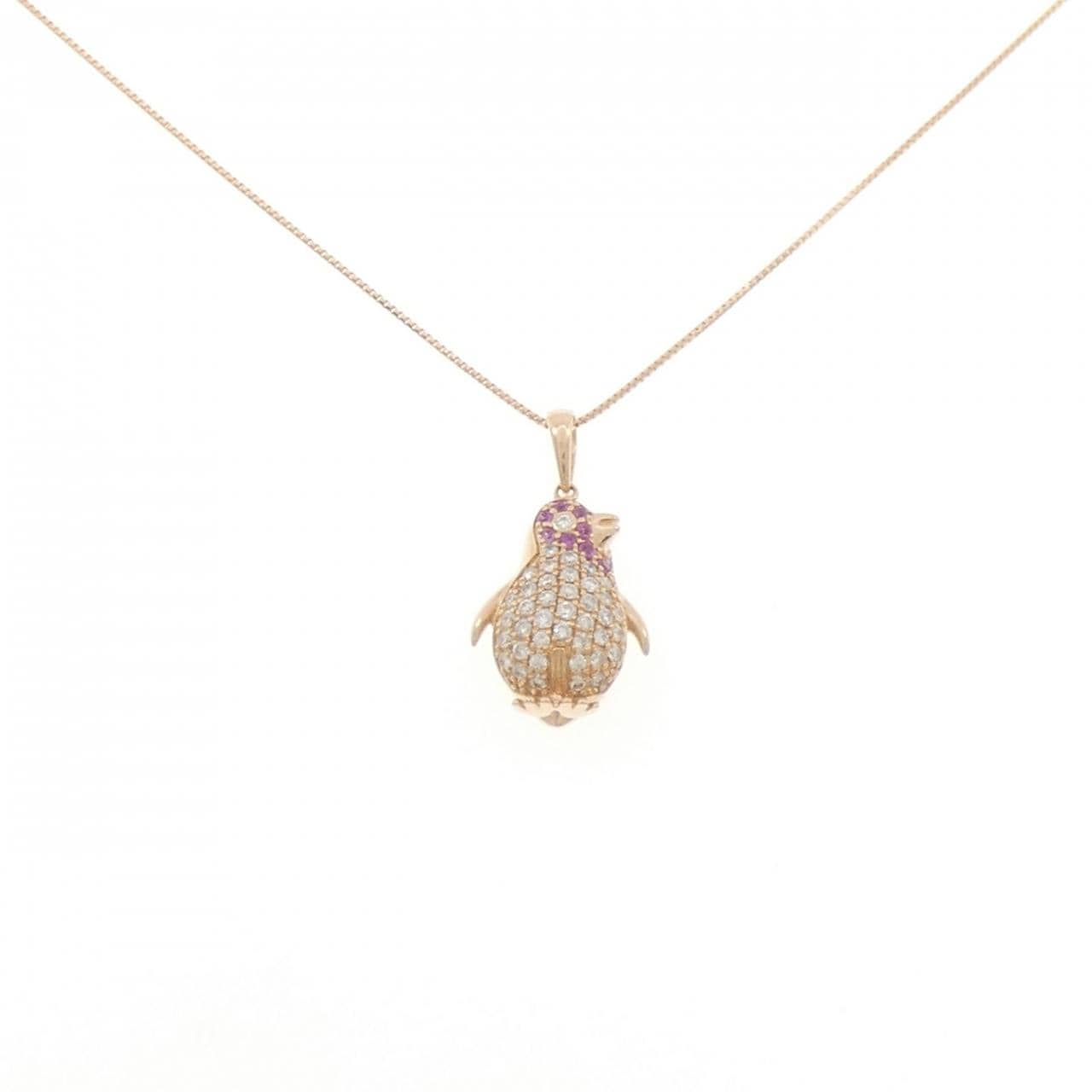 K18PG ペンギン サファイヤ ネックレス 0.13CT