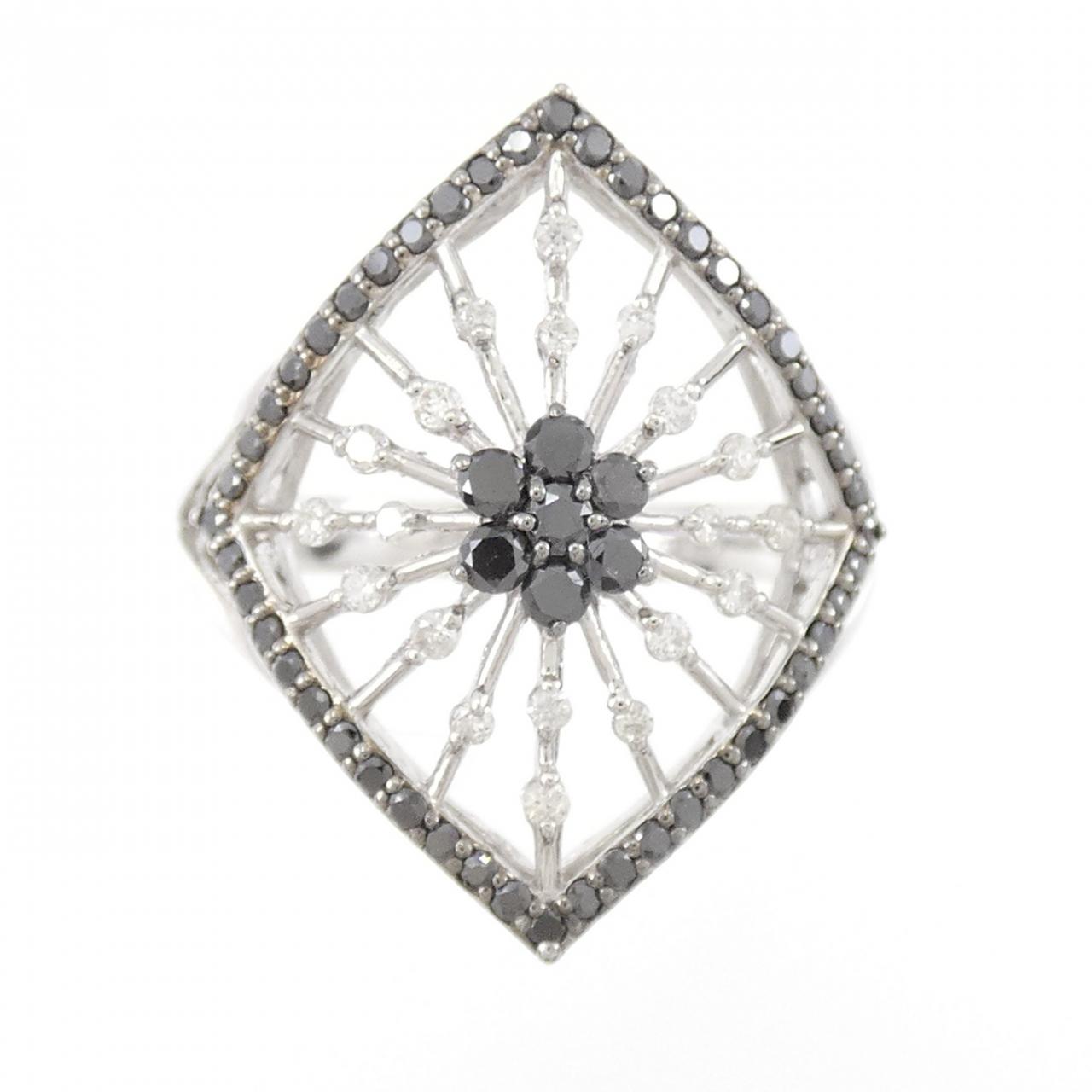 K18WG/K18BG フラワー ダイヤモンド リング 0.50CT