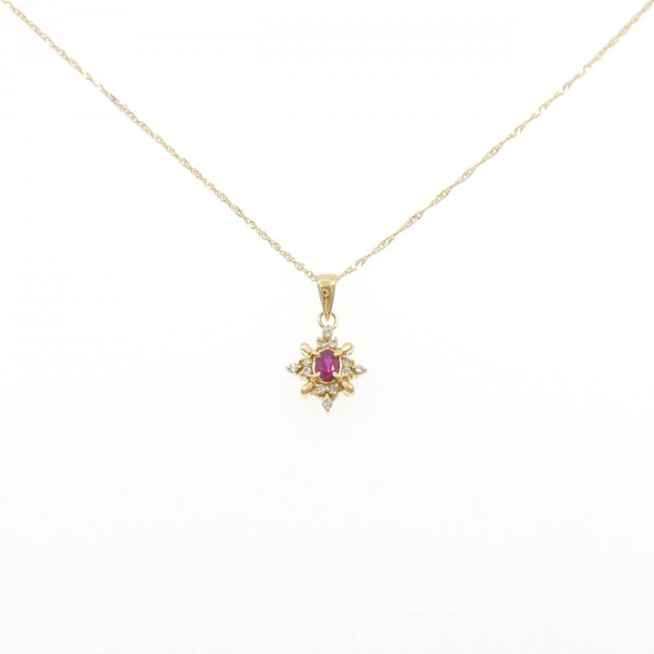 K18YG/750YG Ruby Necklace 0.2CT