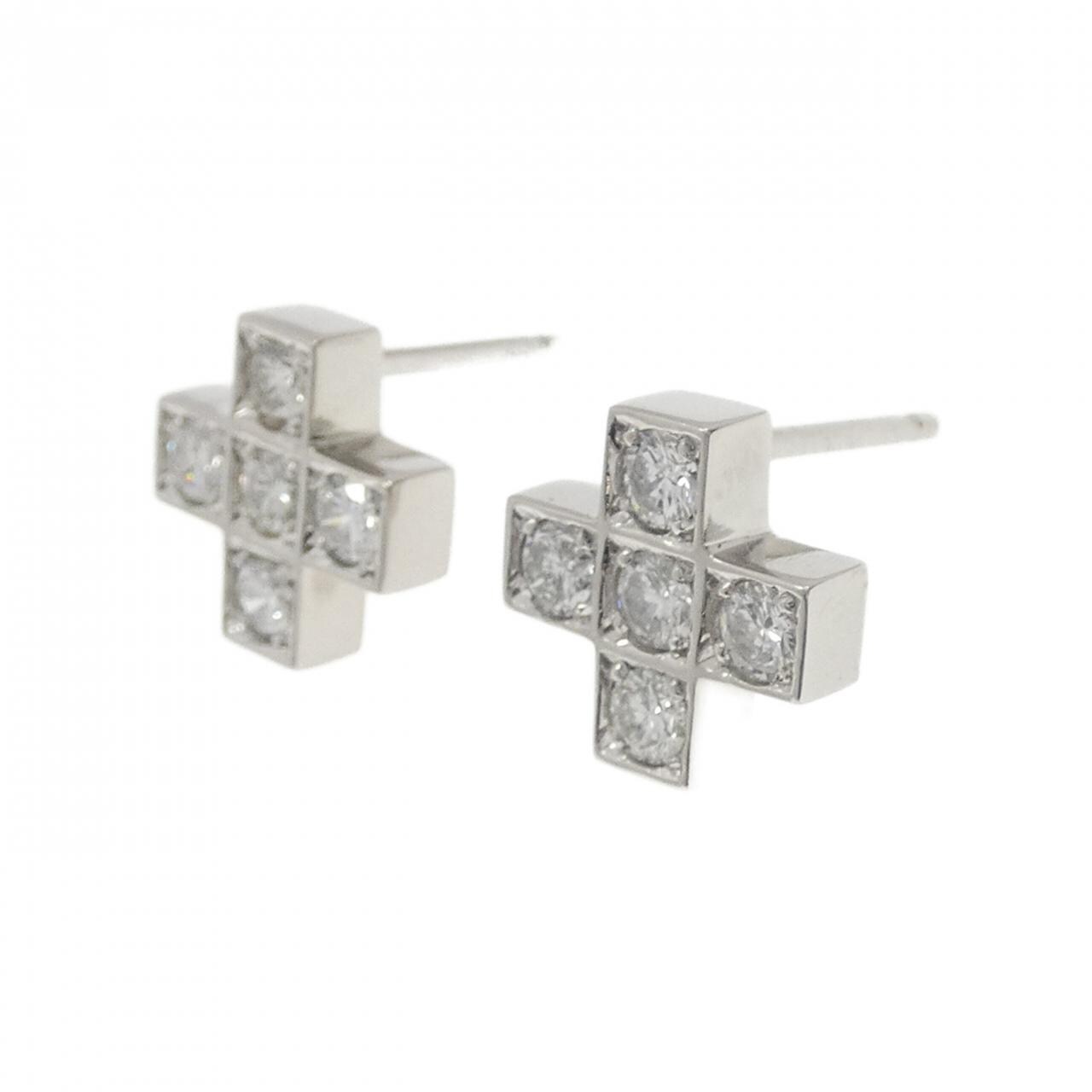 PT900 クロス ダイヤモンド ピアス 0.614CT