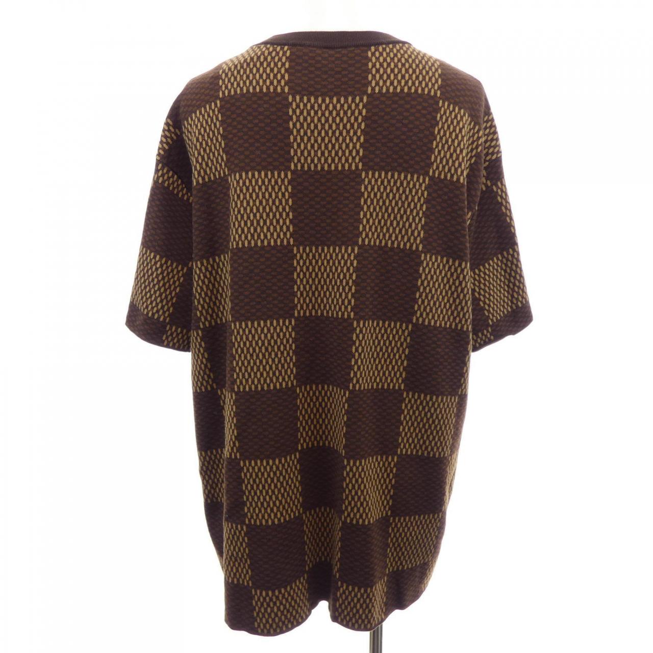 ルイヴィトン LOUIS VUITTON ショートスリーブコットンダミエクルーネックウィズストラスLVパッチ HQN63WAUR ニット