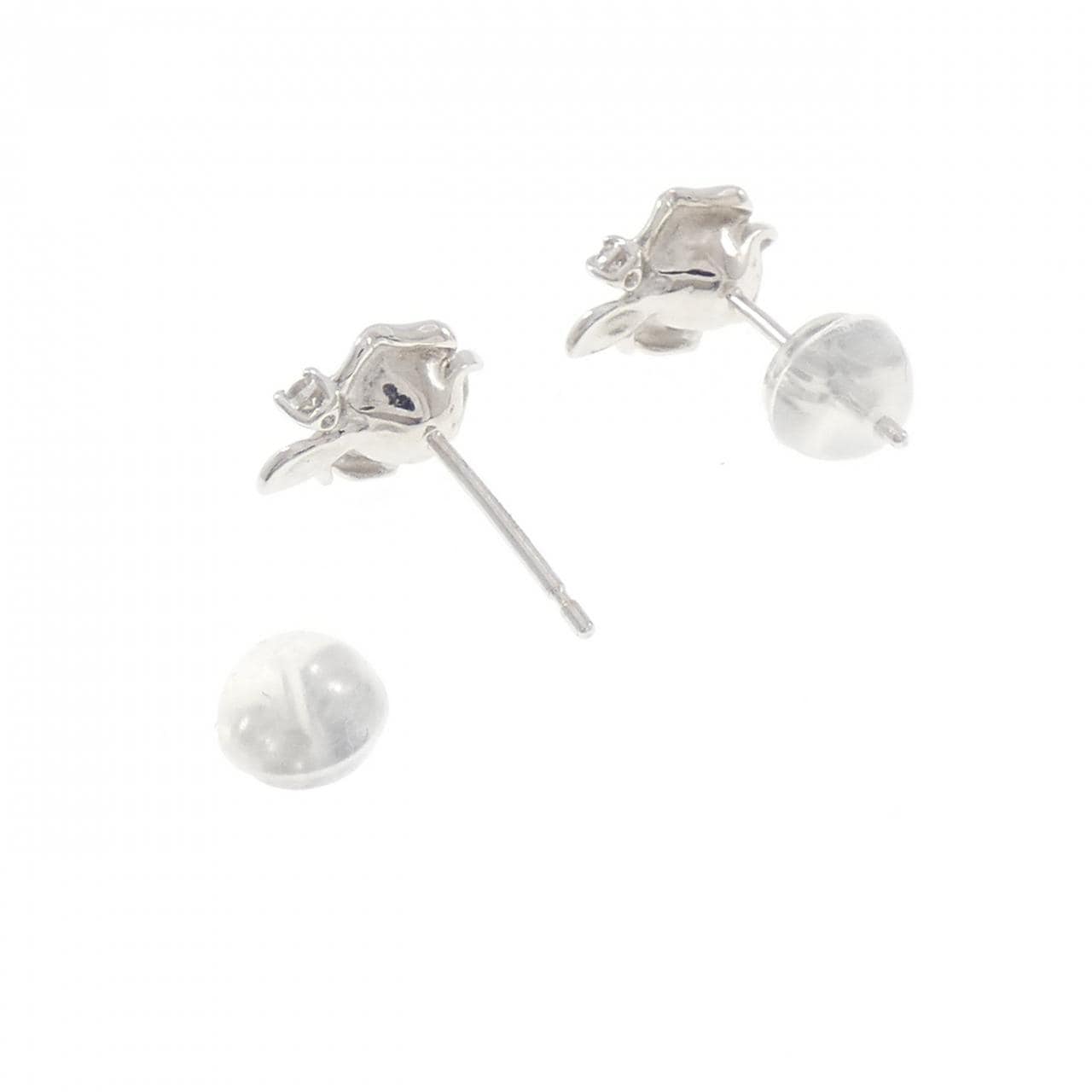K18WG ローズ ダイヤモンド ピアス 0.02CT
