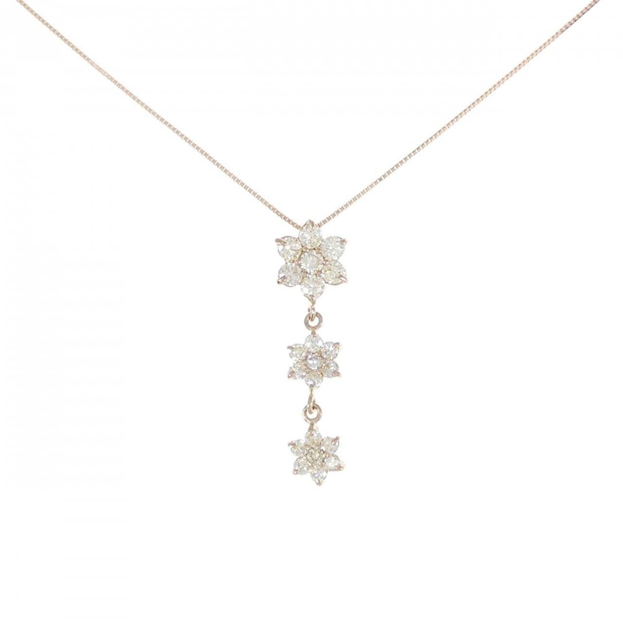 K18PG Flower Diamond Necklace 0.81CT