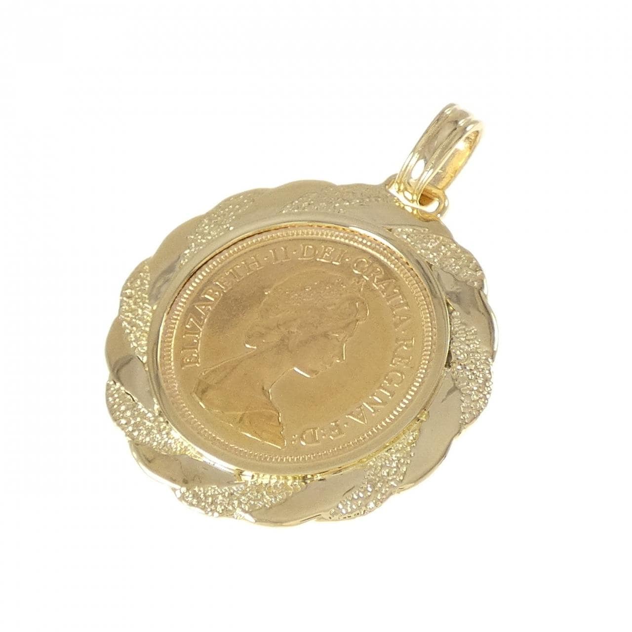 750YG (frame) coin pendant
