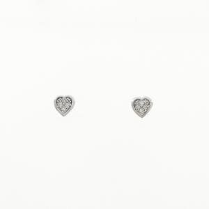 K10WG ハート ダイヤモンド ピアス