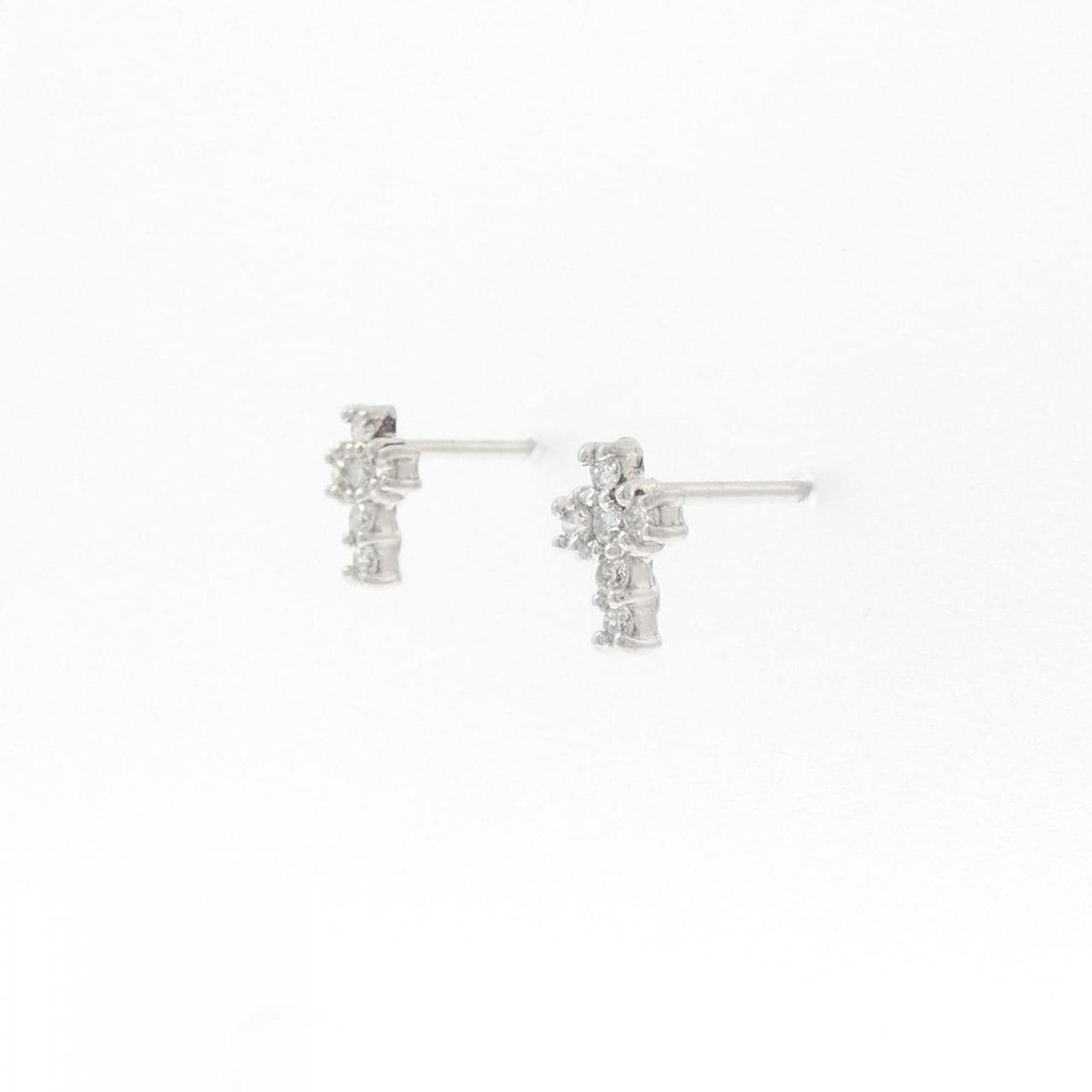 PT900 クロス ダイヤモンド ピアス 0.12CT