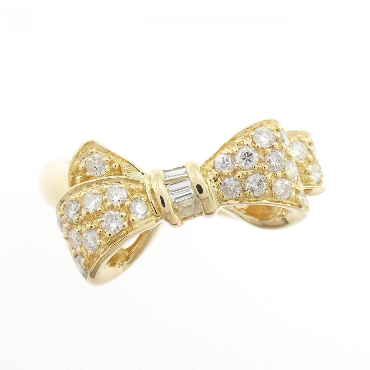 K18YG リボン ダイヤモンド リング 0.33CT