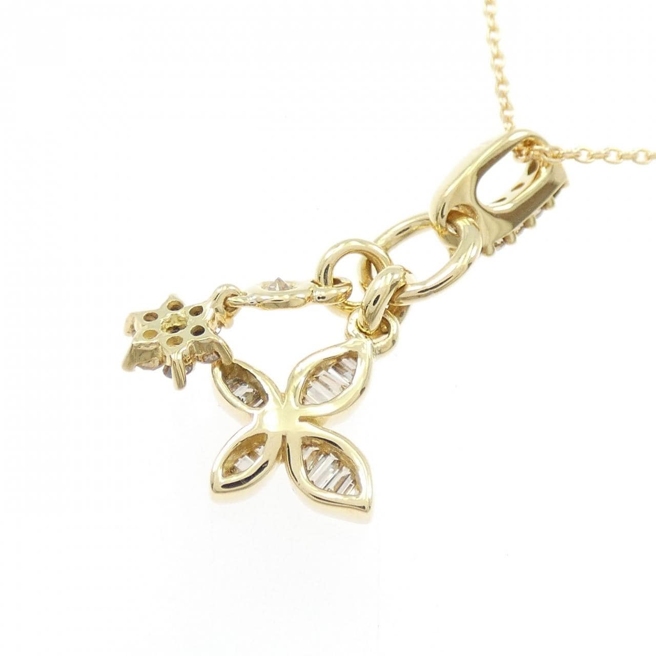 K18YG フラワー ダイヤモンド ネックレス 0.41CT