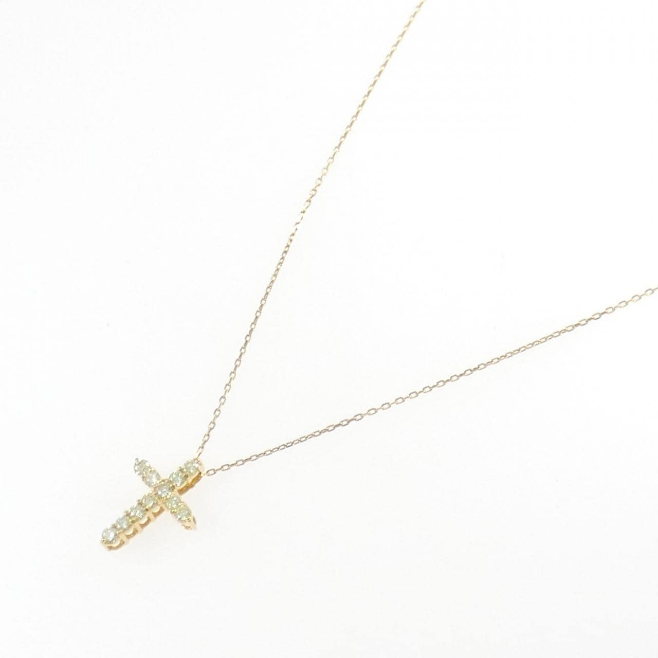 K18YG クロス ダイヤモンド ネックレス 0.20CT