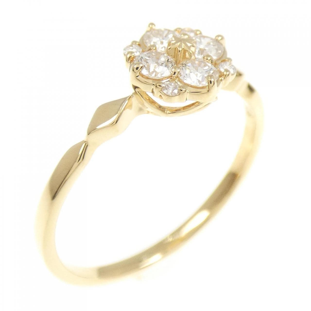K18YG フラワー ダイヤモンド リング 0.26CT