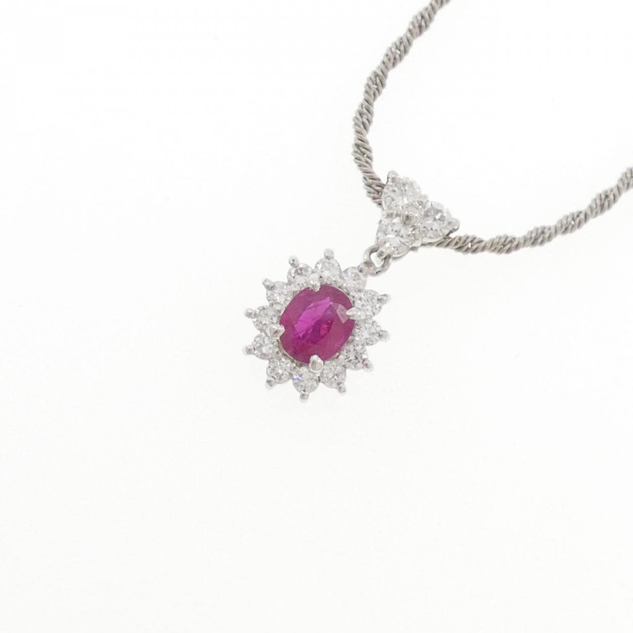 PT900/PT850 ルビー ネックレス 0.74CT