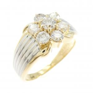 K18YG/PT900 ダイヤモンド リング 1.03CT