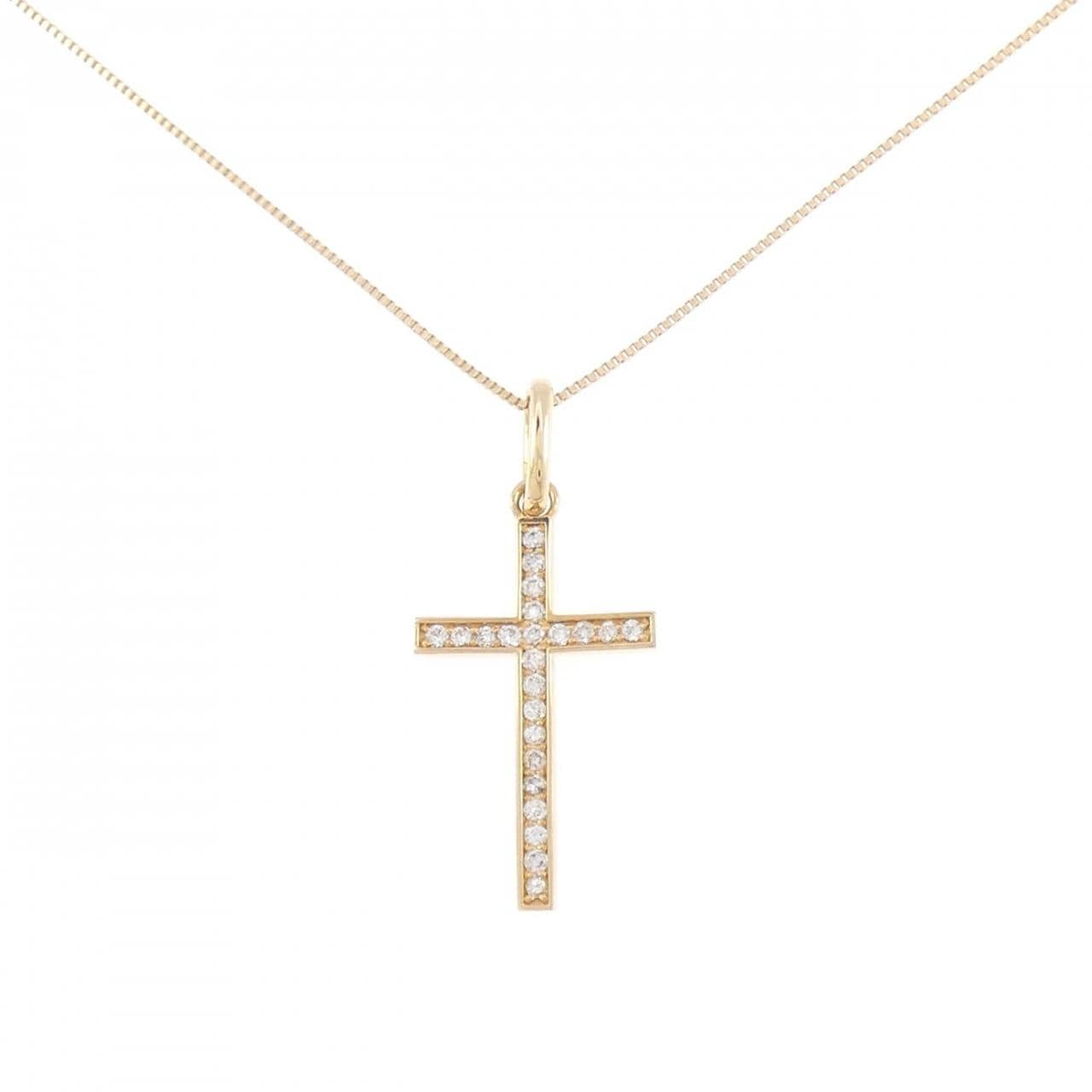 K18YG クロス ダイヤモンド ネックレス 0.24CT