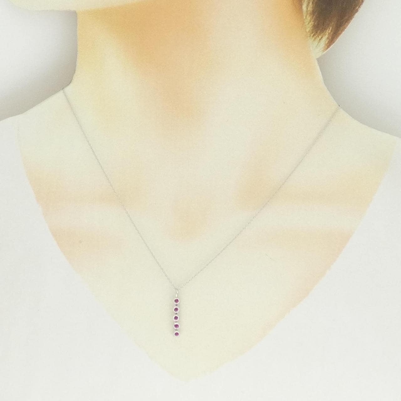 K18WG ルビー ネックレス 0.15CT